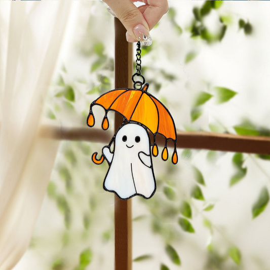 Cute Ghost Alone Halloween Suncatcher, Cute Ghost Window Hanging Decor