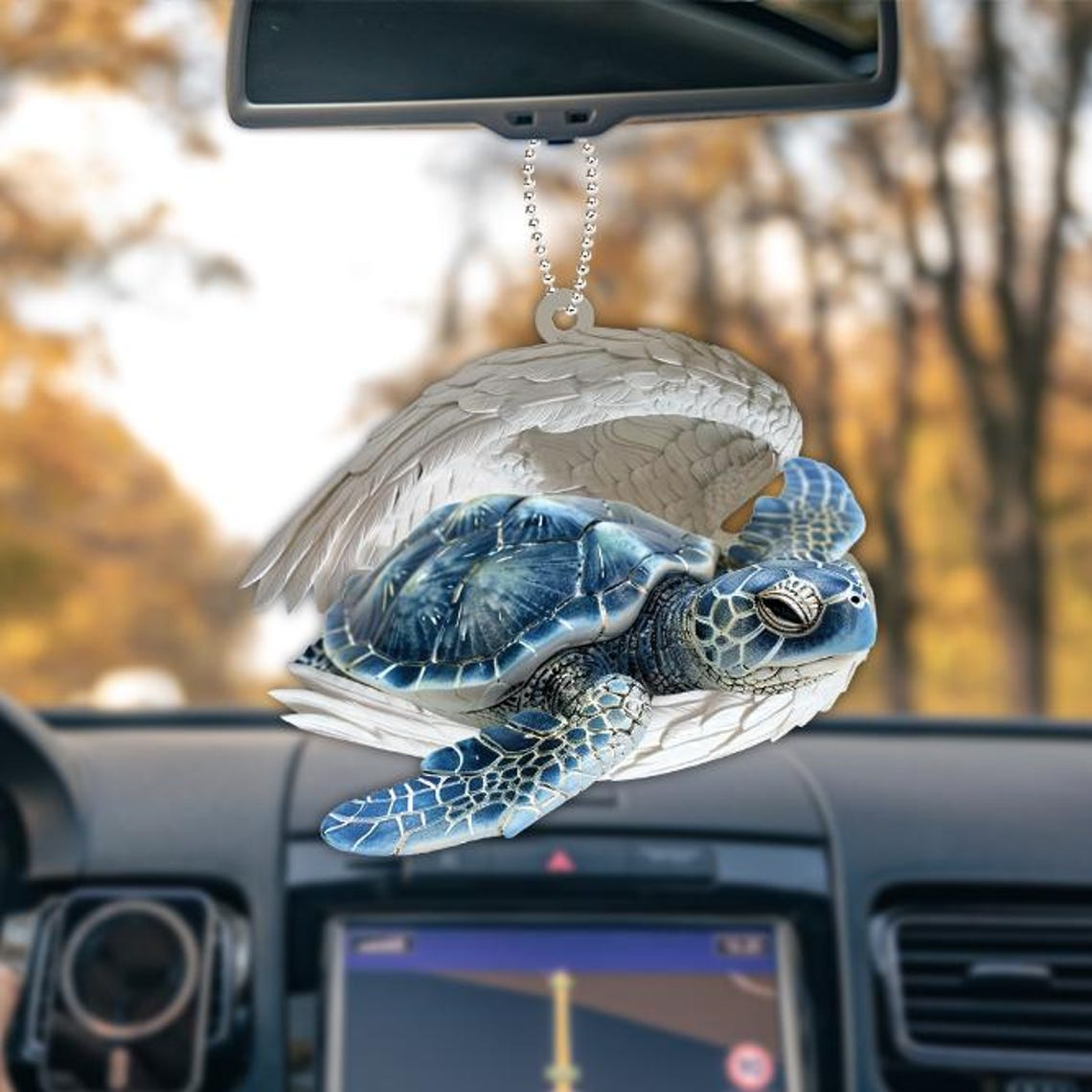 Turtle Angel Wings Car Hanging Christmas Ornament, Turtle Sleeping Angel Ornament Decor Gift