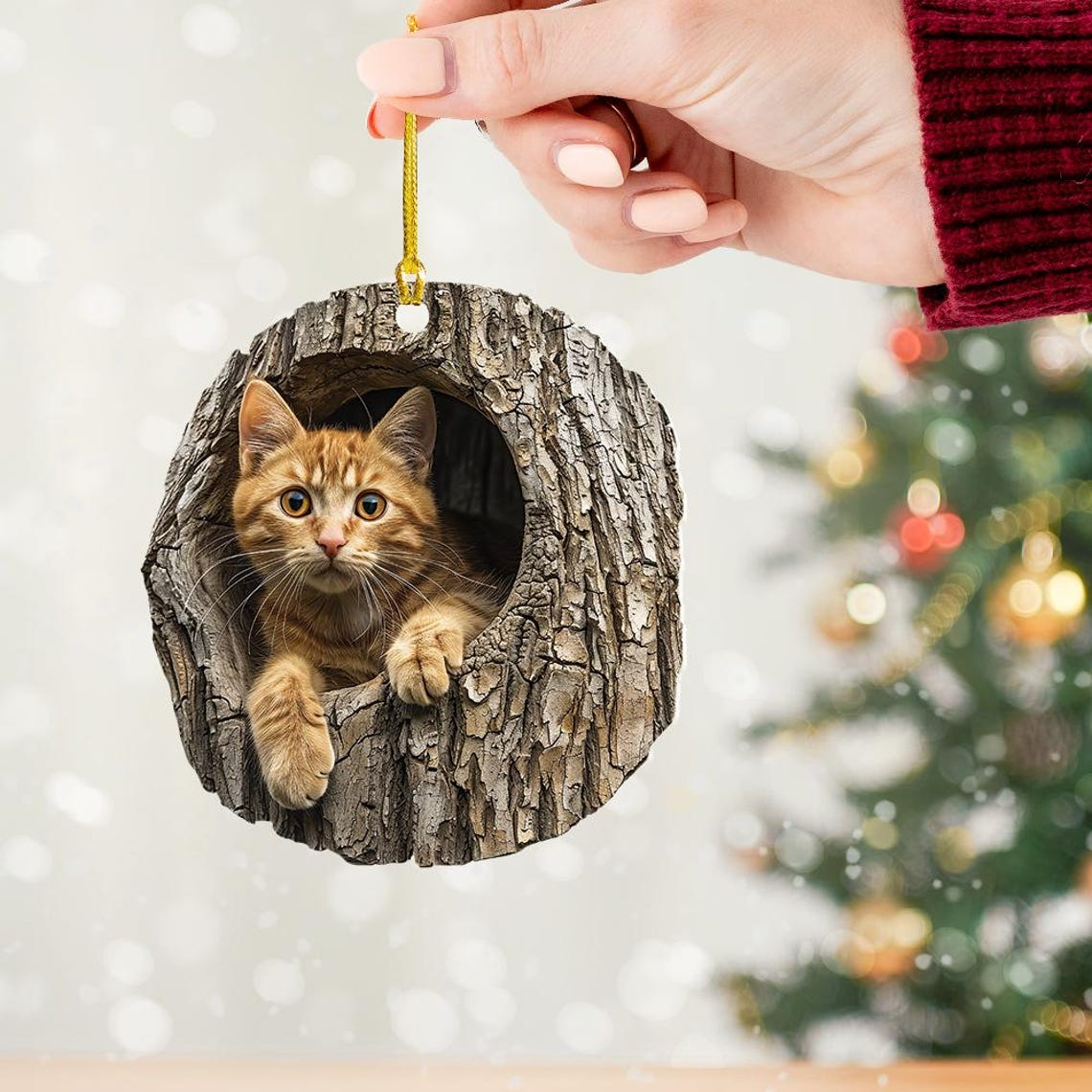 Cute Cat Christmas Ornament Decor, Christmas Cat Hanging Ornament Lovers Holiday Gift