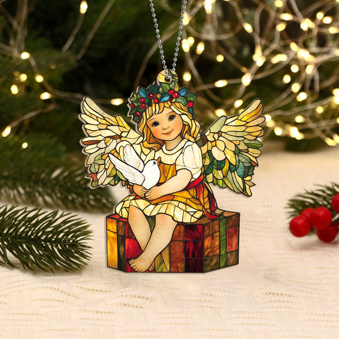 Baby Angel Christmas Suncatcher Ornament, Angel Window Hanging Decor Home Ornament