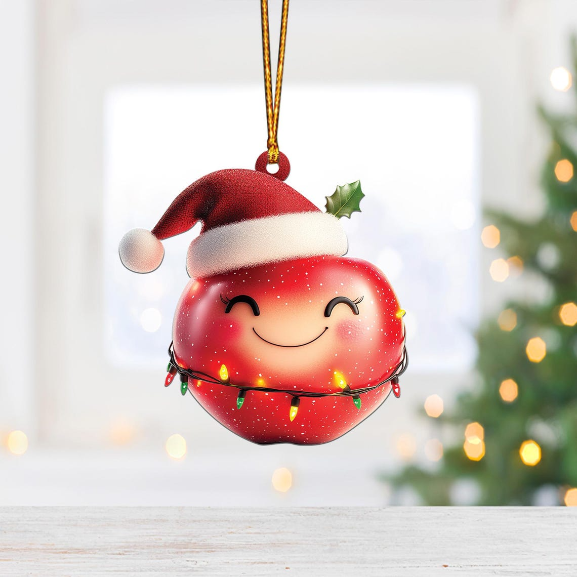 Lovely Apple Christmas Tree Ornament, Cute Apple Flat Hanging Christmas Ornament Decor