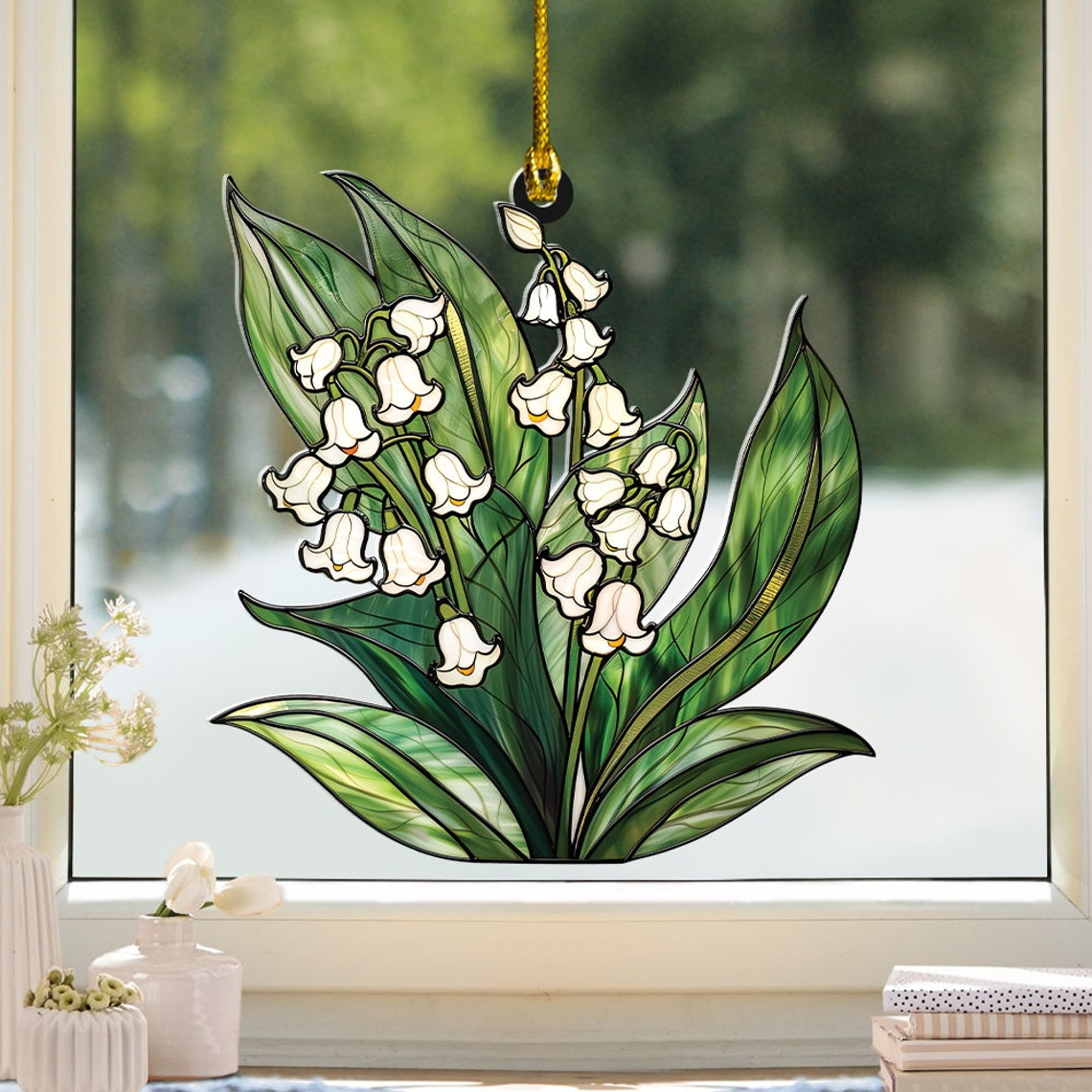 Lily Of The Valley Sun Light Suncatcher, Flower Home Window Hanging Decor