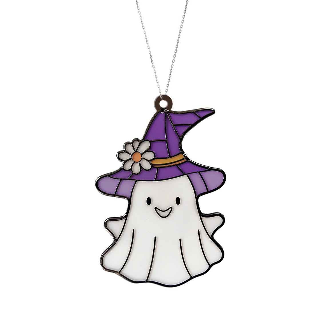 Cute Ghost Witch Funny Halloween Suncatcher, Halloween Witch Boo Hanging Ornament