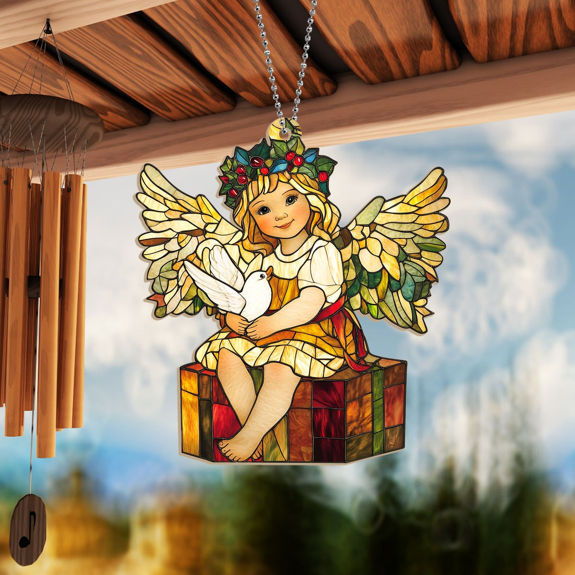 Baby Angel Christmas Suncatcher Ornament, Angel Window Hanging Decor Home Ornament