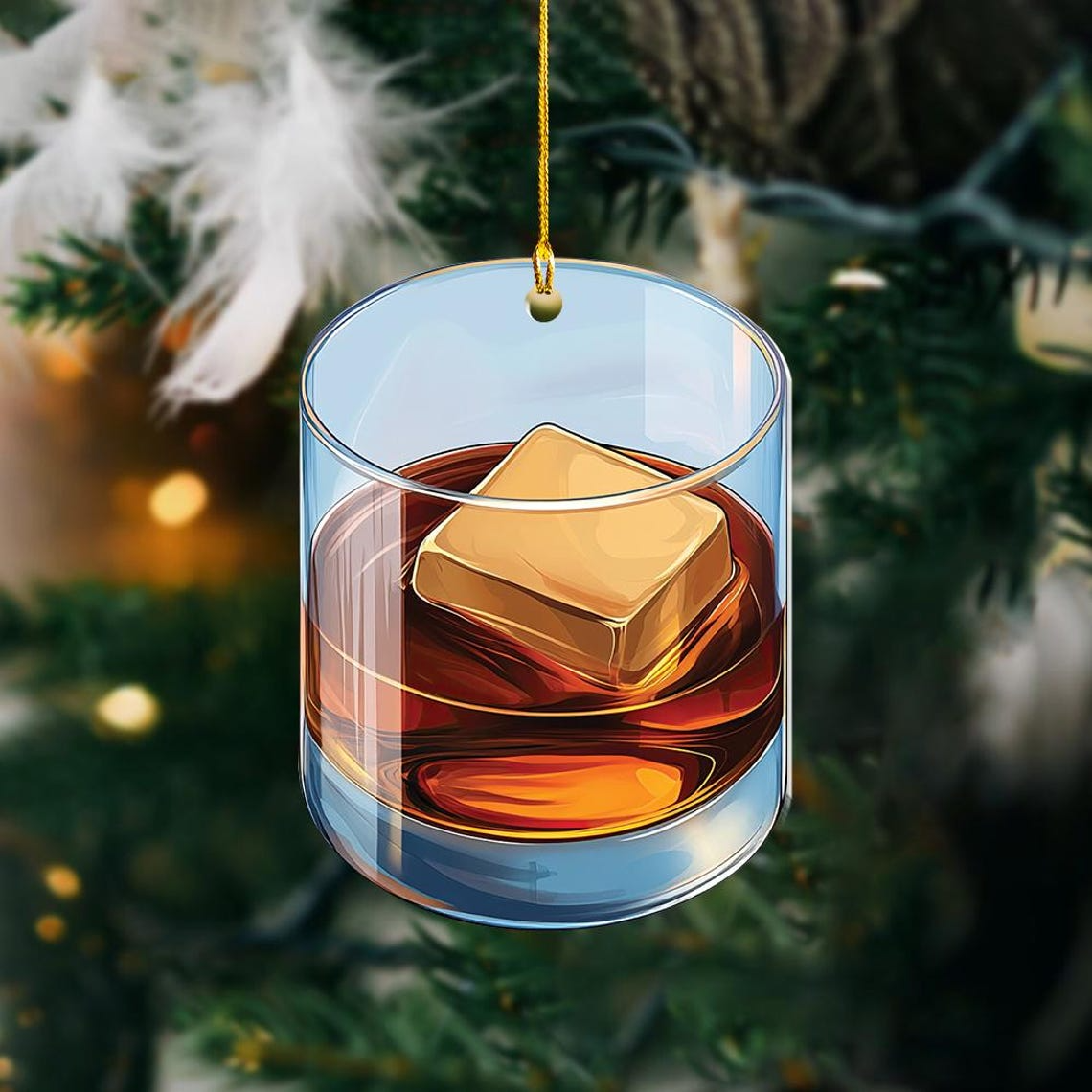 Bourbon Whisky Christmas Ornament Decor, Drinkers Bourbon Whisky Ornament Holiday Gift