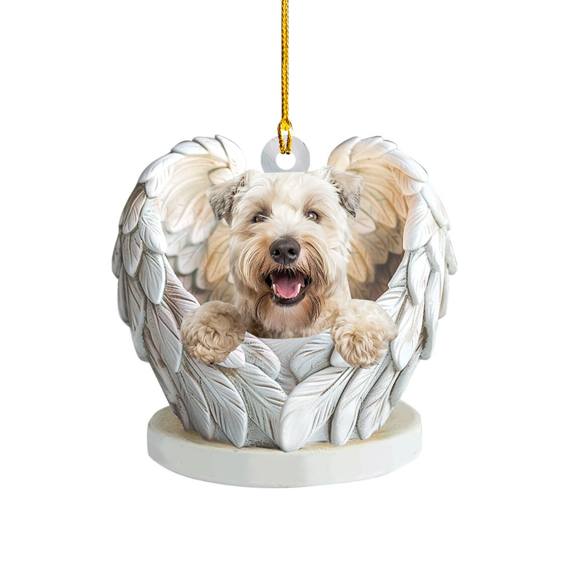 Wheaten Terrier Dog Angels Christmas Ornament, Wheaten Terrier Dog Car Hanging Christmas Ornament