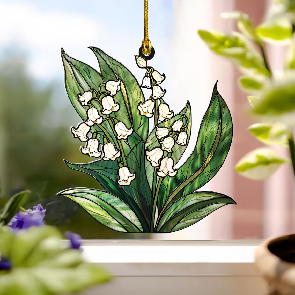 Lily Of The Valley Sun Light Suncatcher, Flower Home Window Hanging Decor