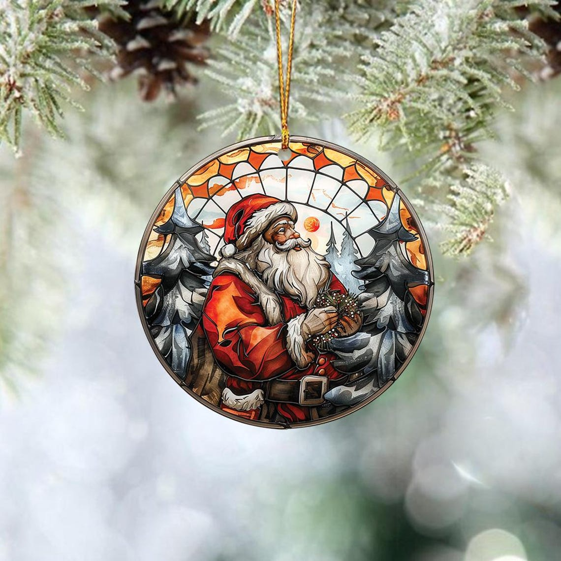 Santa Window Hanging Christmas Suncatcher,  Santa Christmas Ornament Decor Lover Gift