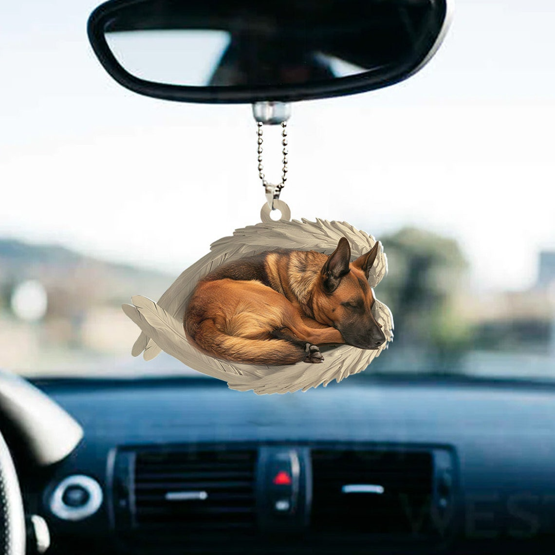 Malinois Dog Sleeping Angel Wings Ornament Gift, Malinois Dog Hanging Christmas Ornament Decor Holiday