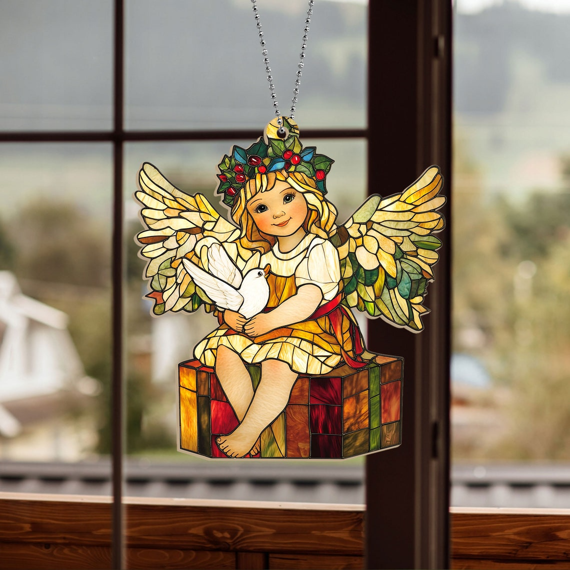 Baby Angel Christmas Suncatcher Ornament, Angel Window Hanging Decor Home Ornament