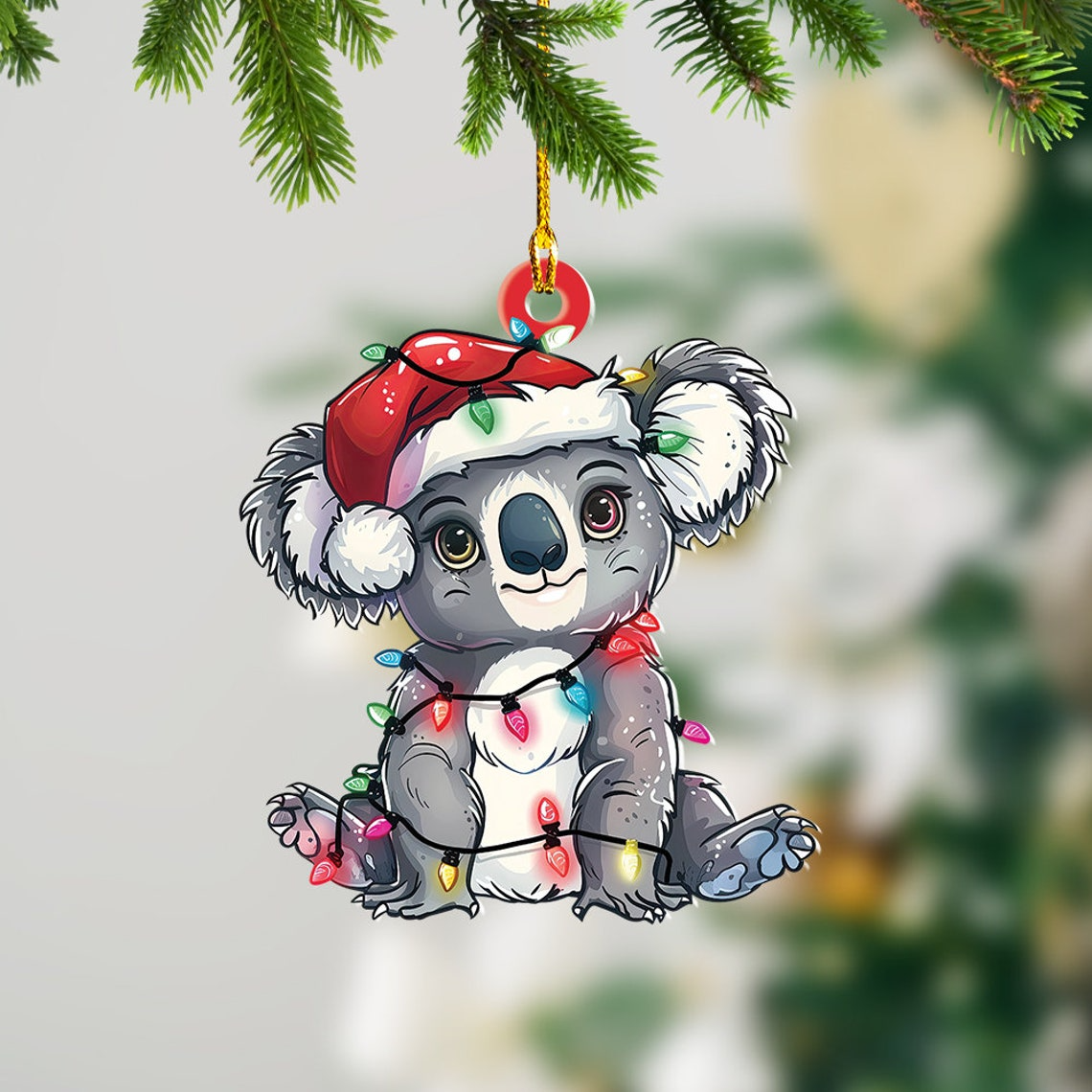 Cute Koala Christmas Lights Ornament, Koala Hanging Christmas Tree Ornament Decor Gift