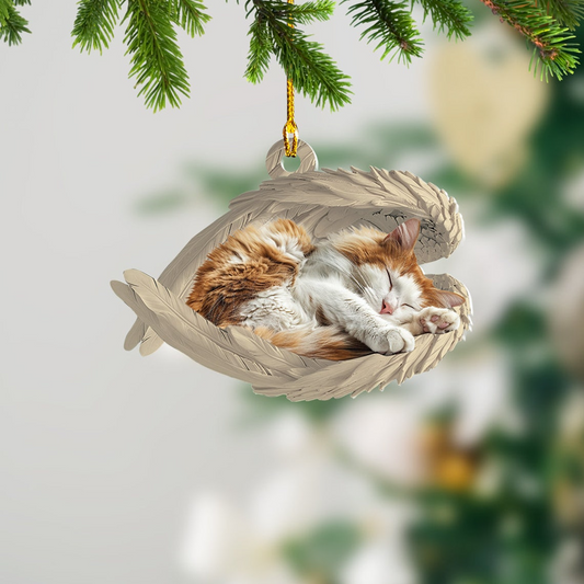 Christmas Turkish Van Cat Sleeping Angel Ornament, Turkish Van Cat Angel Wings Hanging Decor