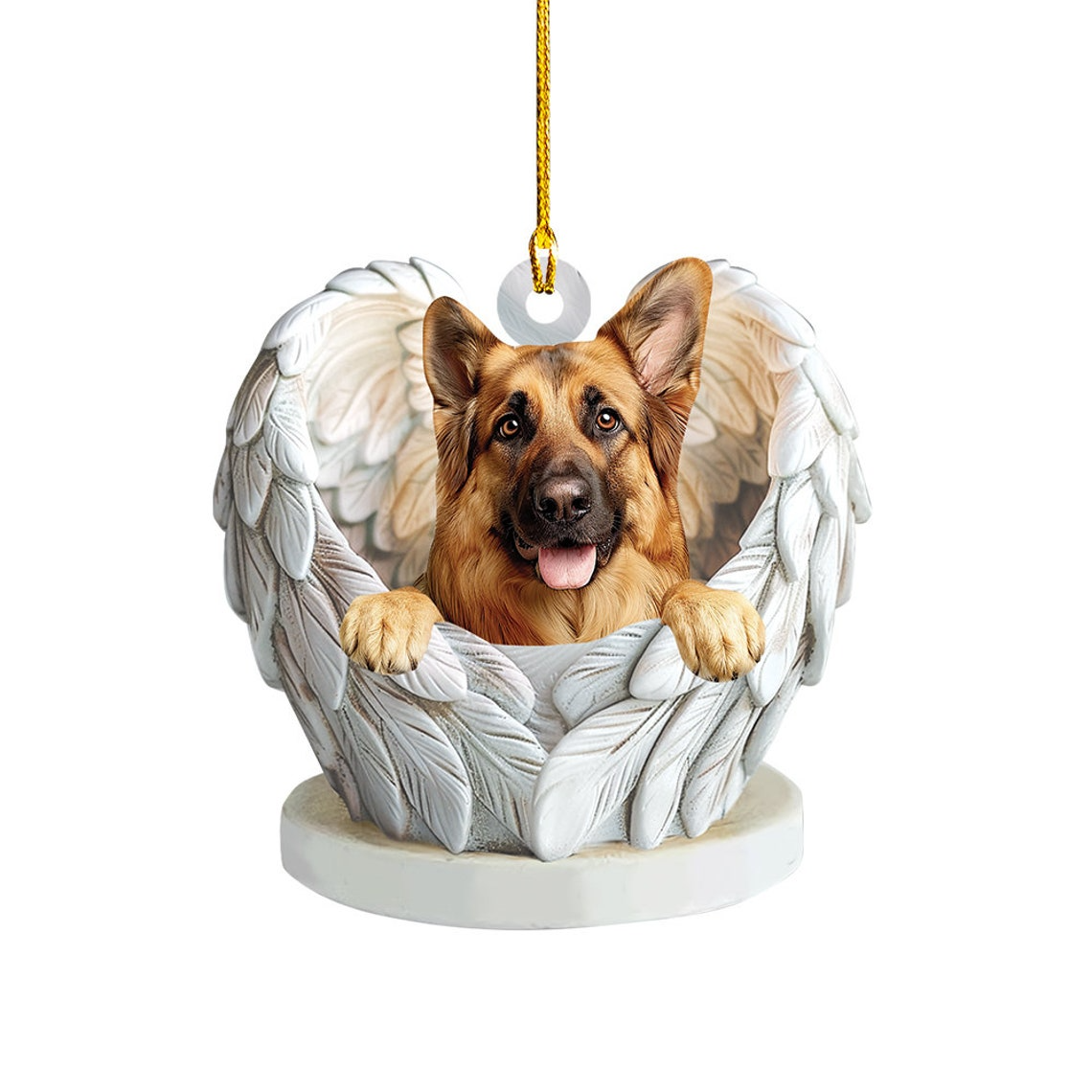 German Shepherd Dog Angel Wings Christmas Ornament, German Shepherd Dog Christmas Ornament Decor