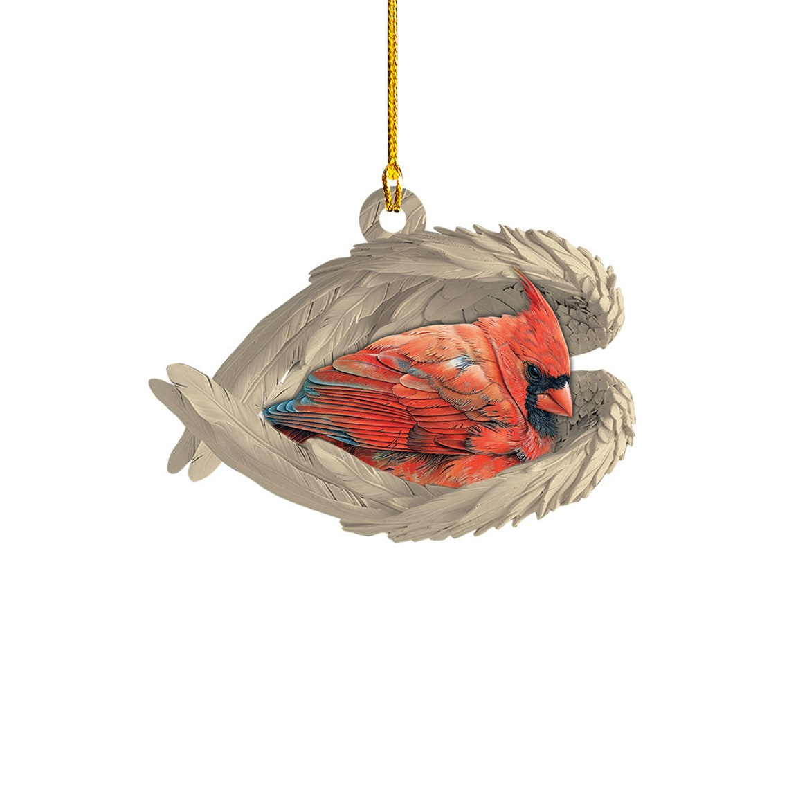 Cardinal Sleeping Angel Hanging Ornament Gift, Cute Cardinal Angel Wings Christmas Ornament