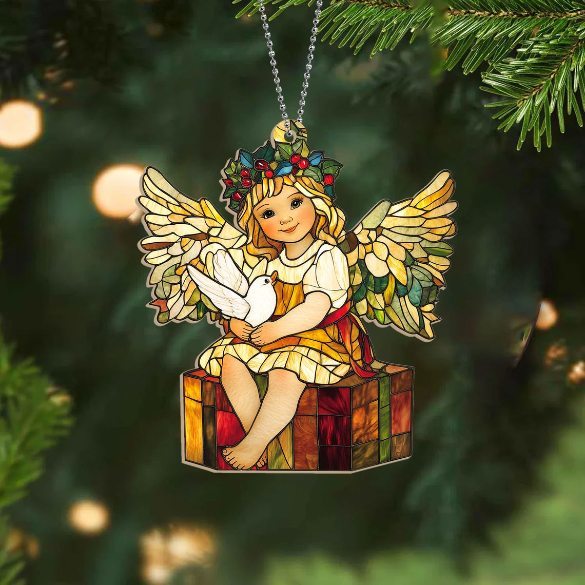 Baby Angel Christmas Suncatcher Ornament, Angel Window Hanging Decor Home Ornament