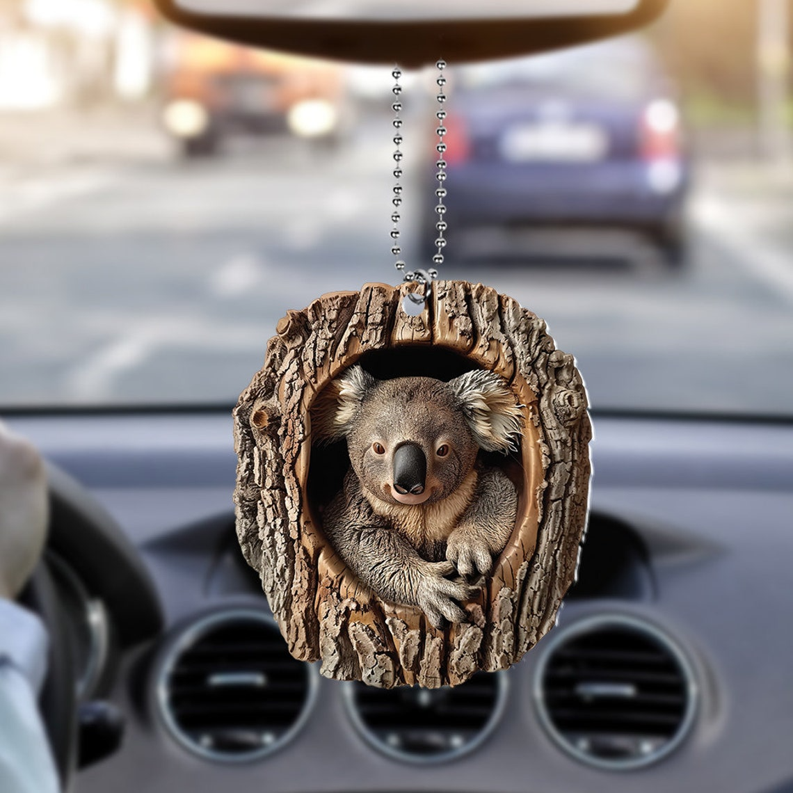 Koala Flat Hanging Christmas Ornament Gift, Christmas Koala Rearview Mirror Car Ornament Decor