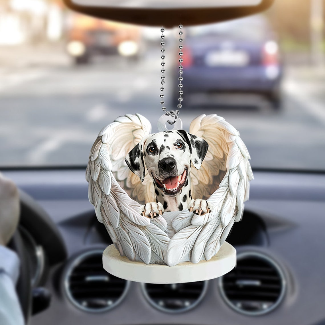 Lovely Dalmatian Dog Car Christmas Ornament Gift, Dalmatian Dog Angel Wings Ornament Decor