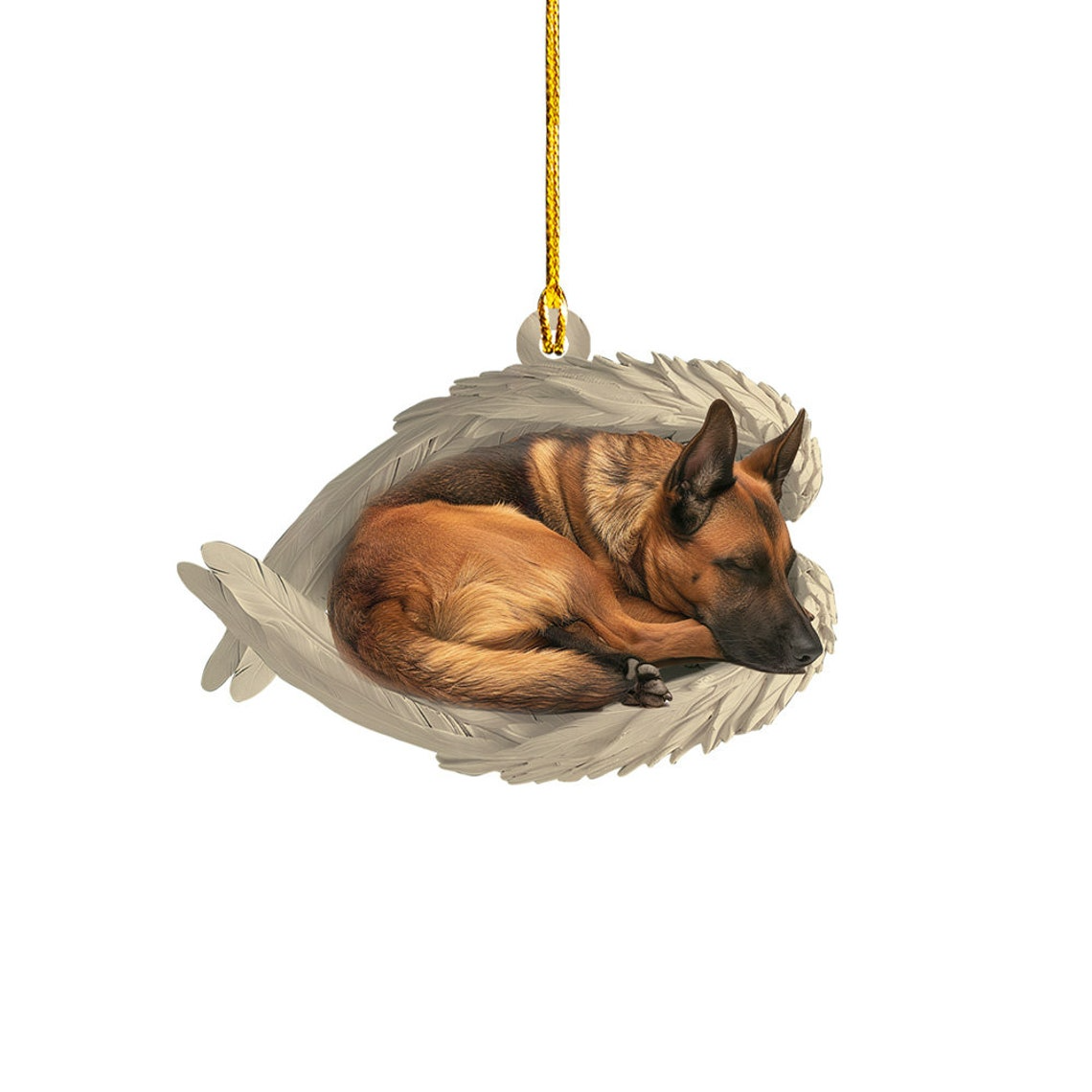 Malinois Dog Sleeping Angel Wings Ornament Gift, Malinois Dog Hanging Christmas Ornament Decor Holiday