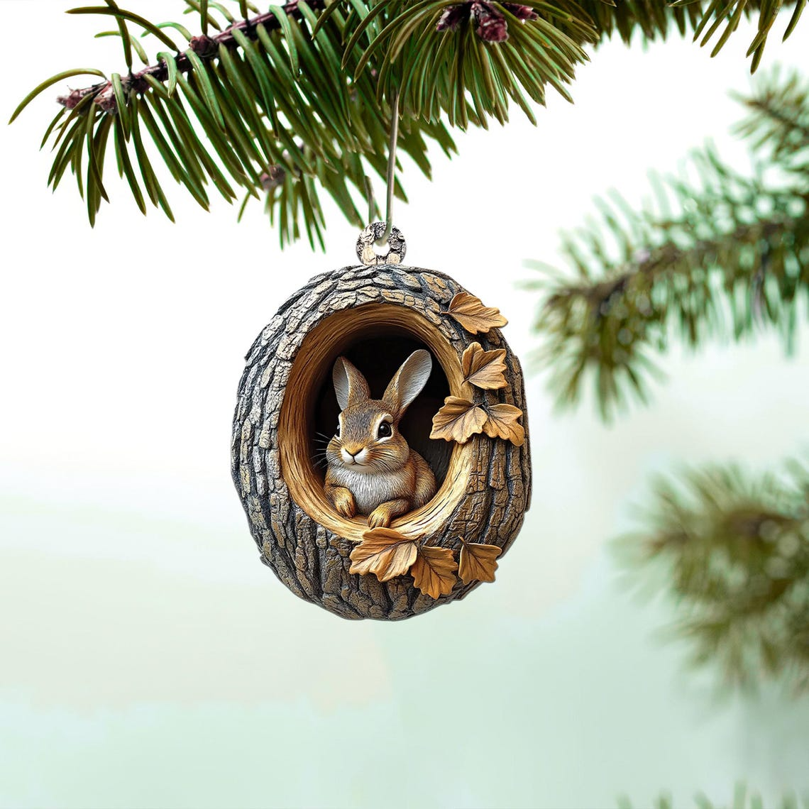 Lovely Rabbit Christmas Ornament Holiday, Rabbit Rearview Mirror Car Christmas Ornament