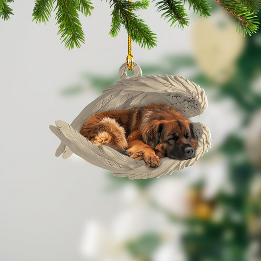 Leonberger Dog Sleeping Angel Wings Ornament, Leonberger Dog Hanging Christmas Ornament Gift