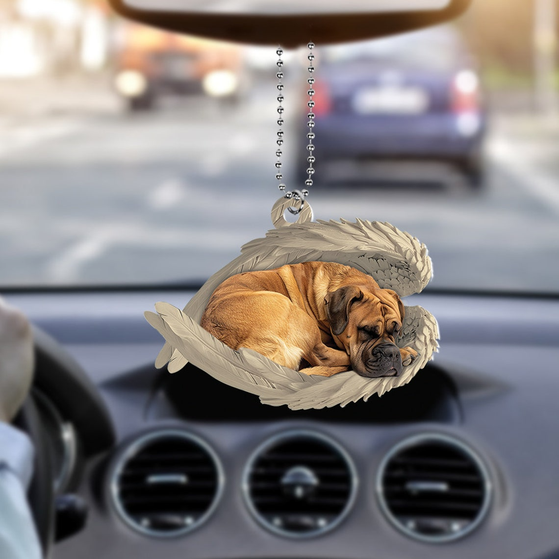 Boerboel Dog Sleeping Angel Wings Ornament, Boerboel Dog Hanging Christmas Ornament Gift