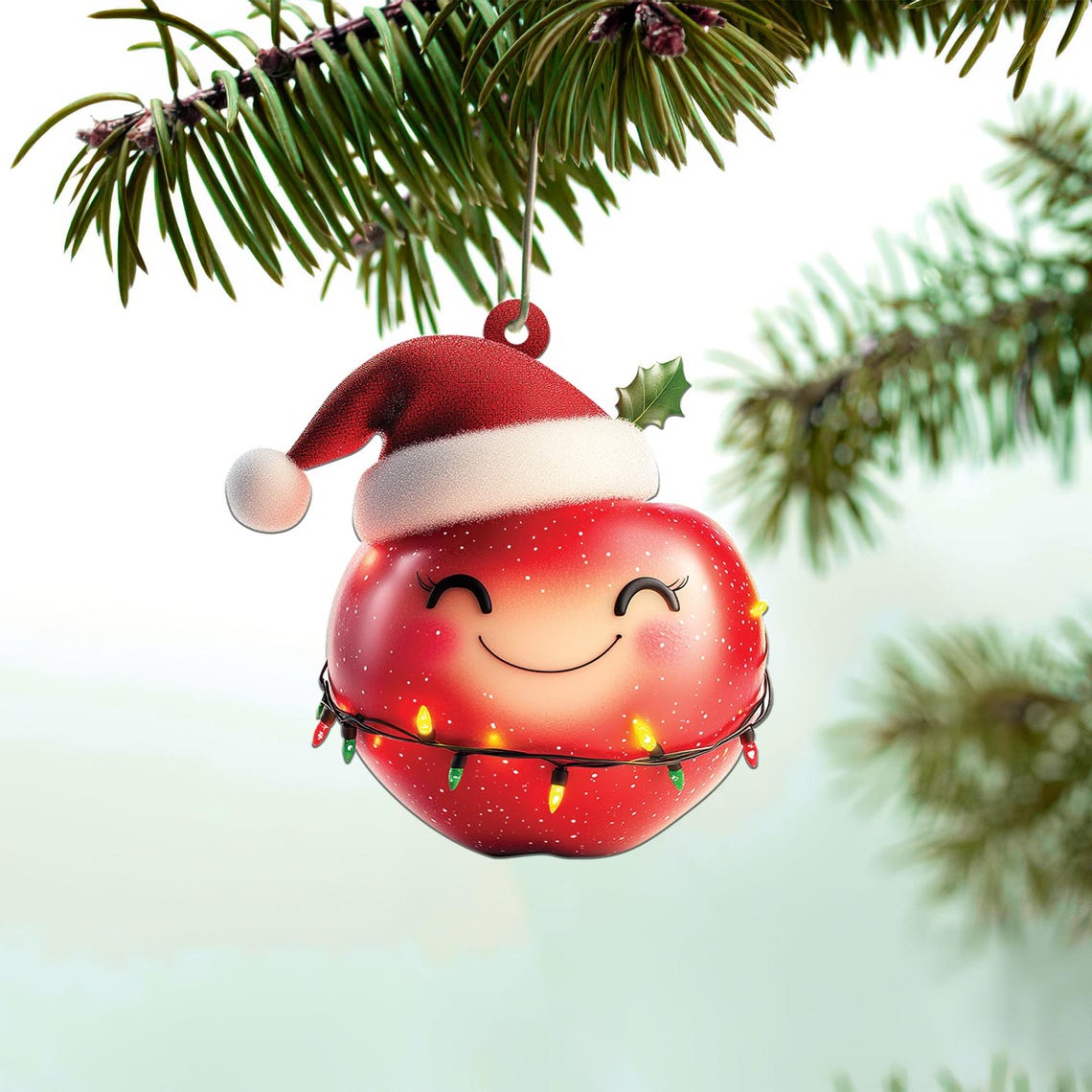 Lovely Apple Christmas Tree Ornament, Cute Apple Flat Hanging Christmas Ornament Decor