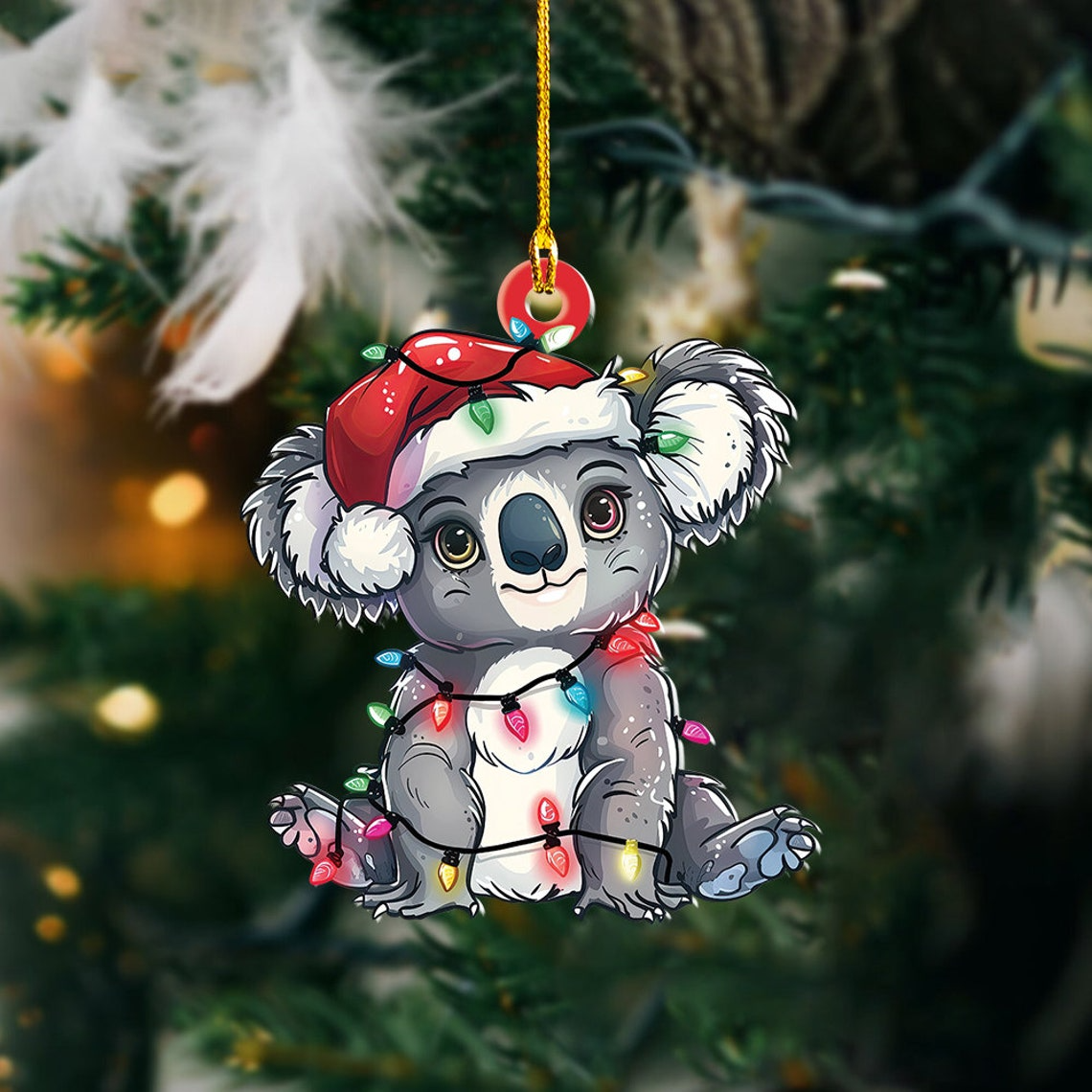 Cute Koala Christmas Lights Ornament, Koala Hanging Christmas Tree Ornament Decor Gift