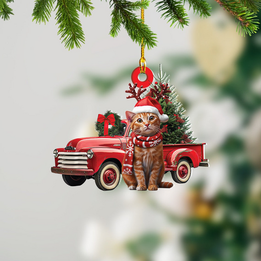 Cute Chausie Cat Christmas Tree Ornament Gift, Cat Hanging Christmas Ornament Decor Holiday