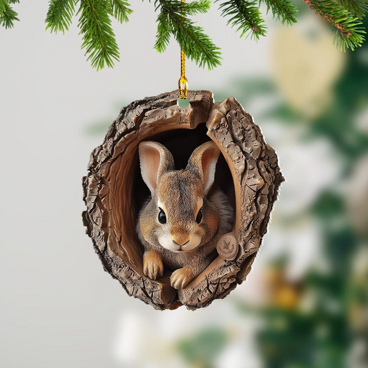 Bunny Flat Christmas Ornament Decor, Rabbit Hanging Ornament Holiday Gift