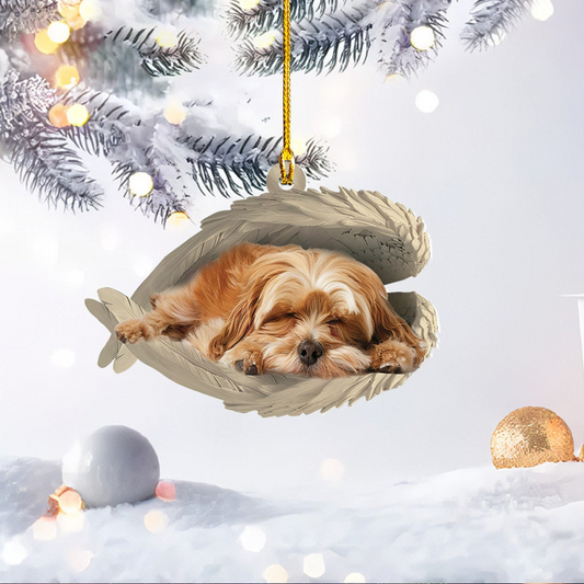 Havanese Dog Sleeping Angel Wings Ornament, Havanese Dog Hanging Christmas Ornament Gift