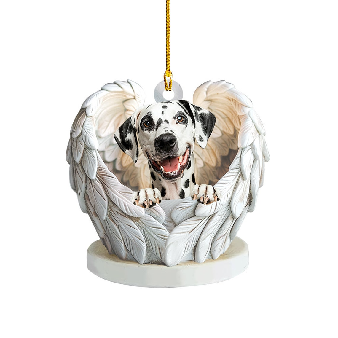 Lovely Dalmatian Dog Car Christmas Ornament Gift, Dalmatian Dog Angel Wings Ornament Decor