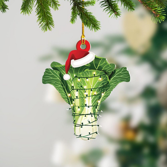 Bok Choy Christmas Tree Lights Ornament, Christmas Bok Choy Flat Hanging Ornament Decor