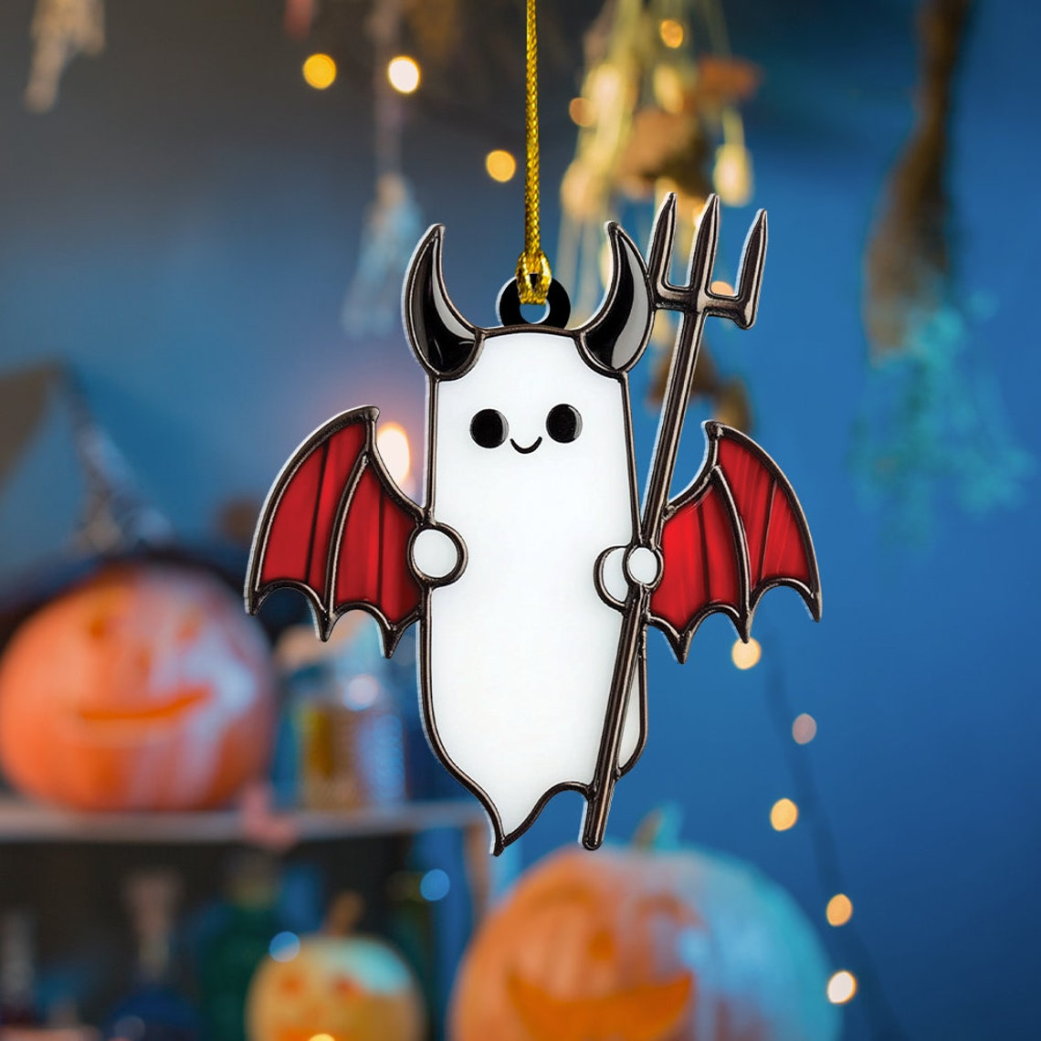 Cute Ghost Funny Halloween Hanging Window Suncatcher, Cute Ghost Window Hanging Decor