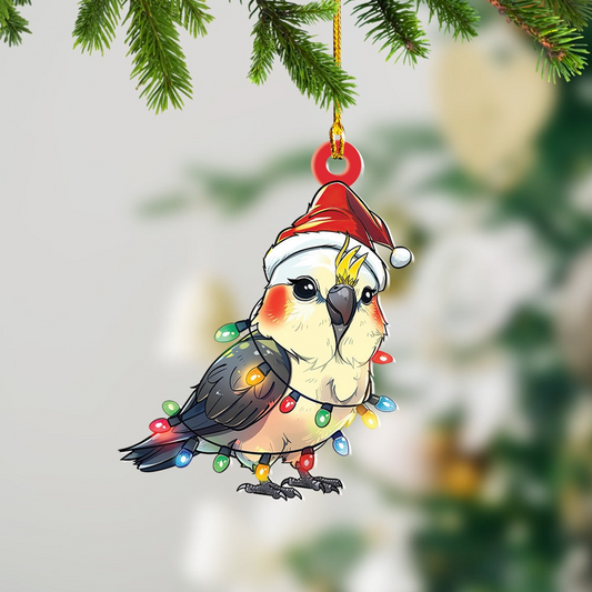 Baby Cute Cockatiel Christmas Lights Ornament, Cockatiel Flat Car Christmas Ornament Decor Gift