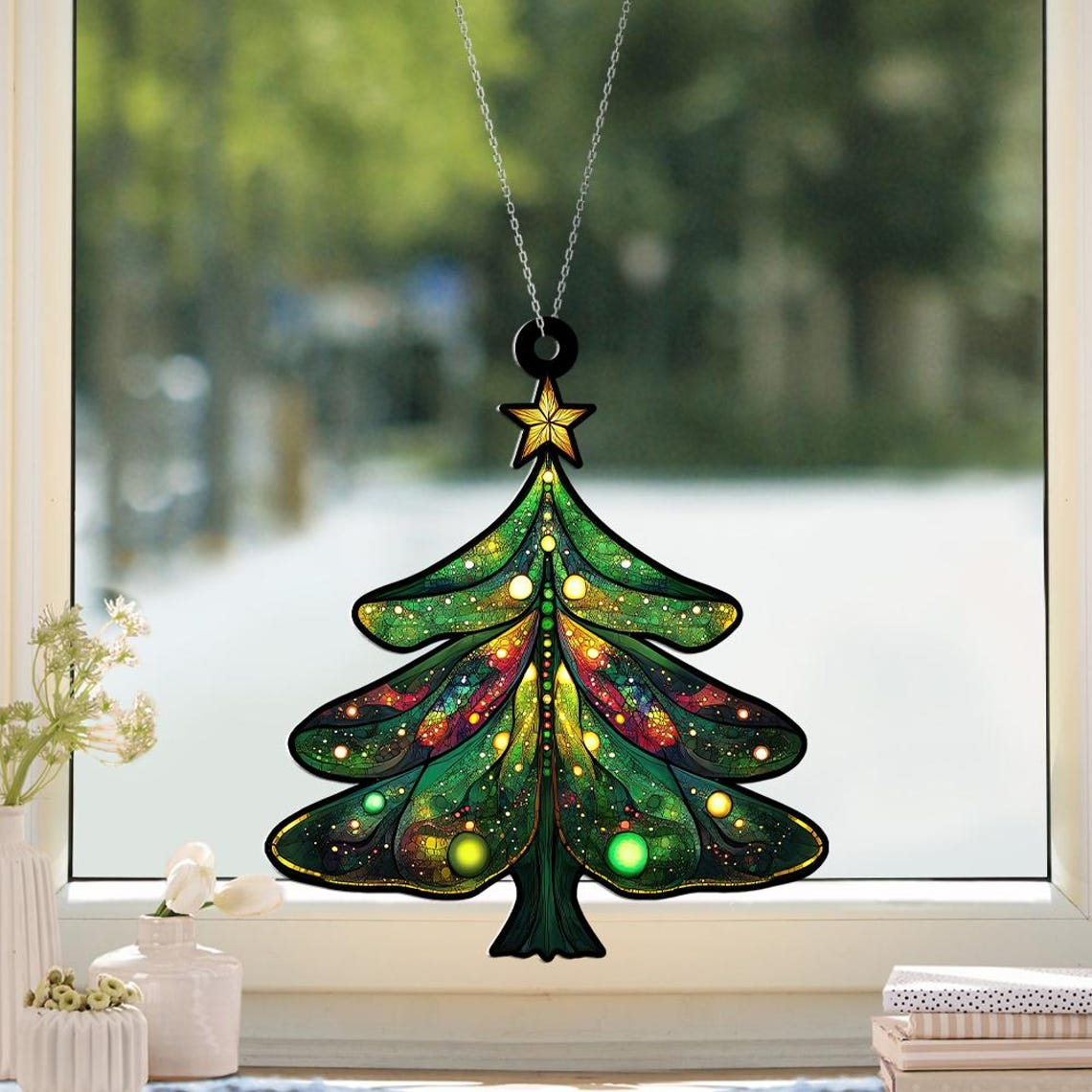 Christmas Luna Moth Tree Suncatcher Ornament, Christmas Tree Hanging Ornament Decor Gift