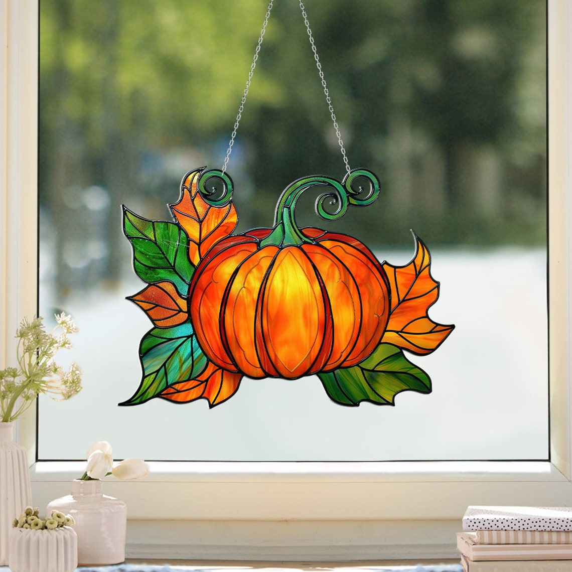 Halloween Cute Pumpkin Suncatcher, Pumpkin Hanging Ornament Decor Gift