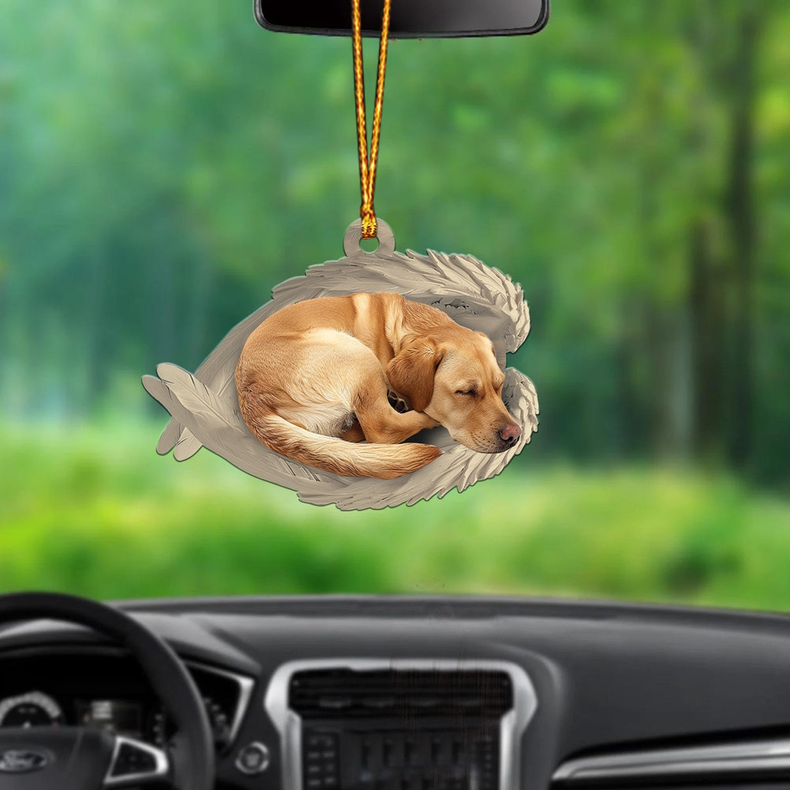 Labrador Retriever Dog Sleeping Angel Wings Ornament, Lovely Dog Hanging Christmas Ornament Decor