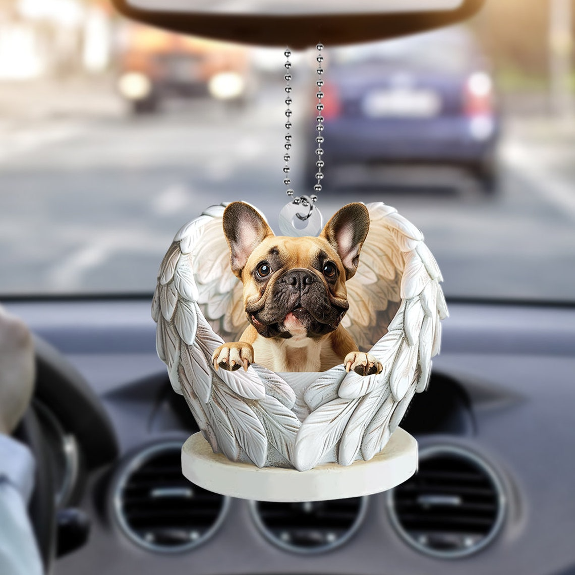 French Bulldog Angel Wings Hanging Ornament, French Bulldog Christmas Ornament Decor Holiday Gift