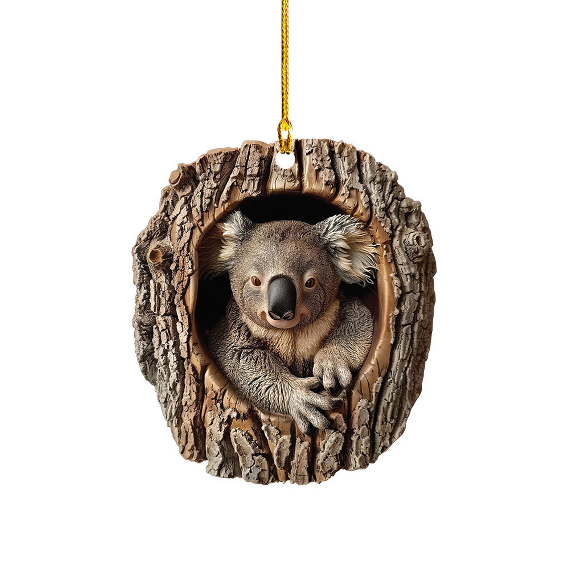 Koala Flat Hanging Christmas Ornament Gift, Christmas Koala Rearview Mirror Car Ornament Decor