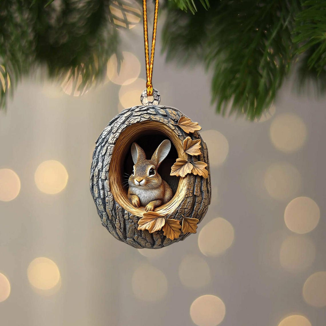 Lovely Rabbit Christmas Ornament Holiday, Rabbit Rearview Mirror Car Christmas Ornament