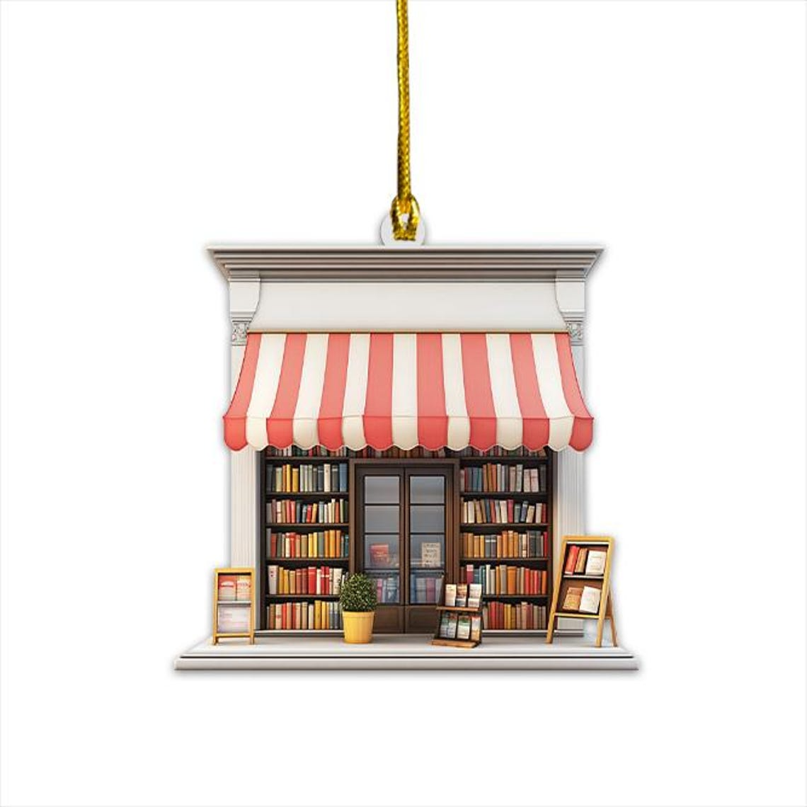 Classic Bookstore Hanging Christmas Ornament, Christmas Librarian Ornament Decor Holiday Gift