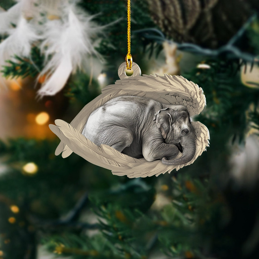 Elephant Sleeping Angel Christmas Ornament, Elephant Car Hanging Decor Ornament Gift