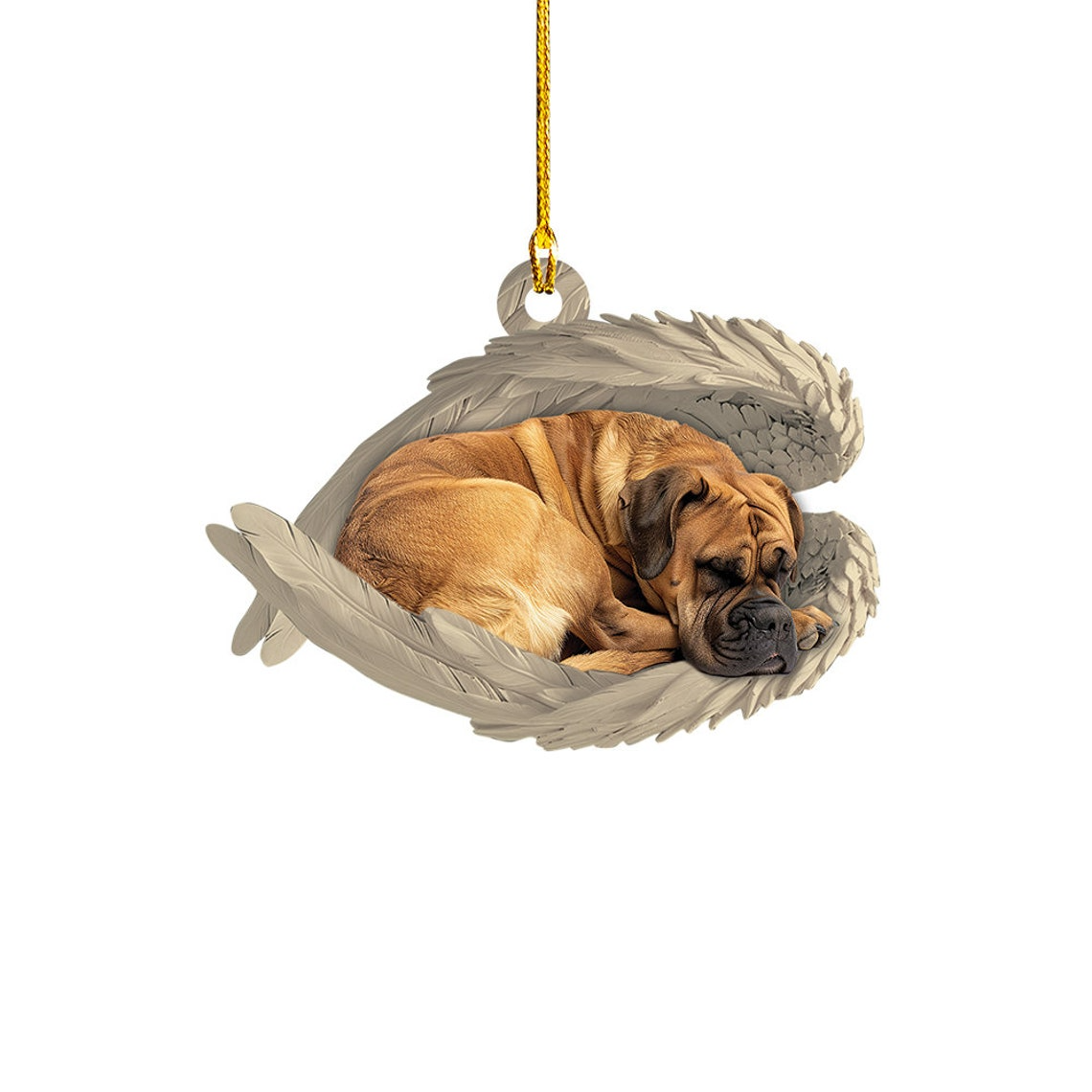 Boerboel Dog Sleeping Angel Wings Ornament, Boerboel Dog Hanging Christmas Ornament Gift