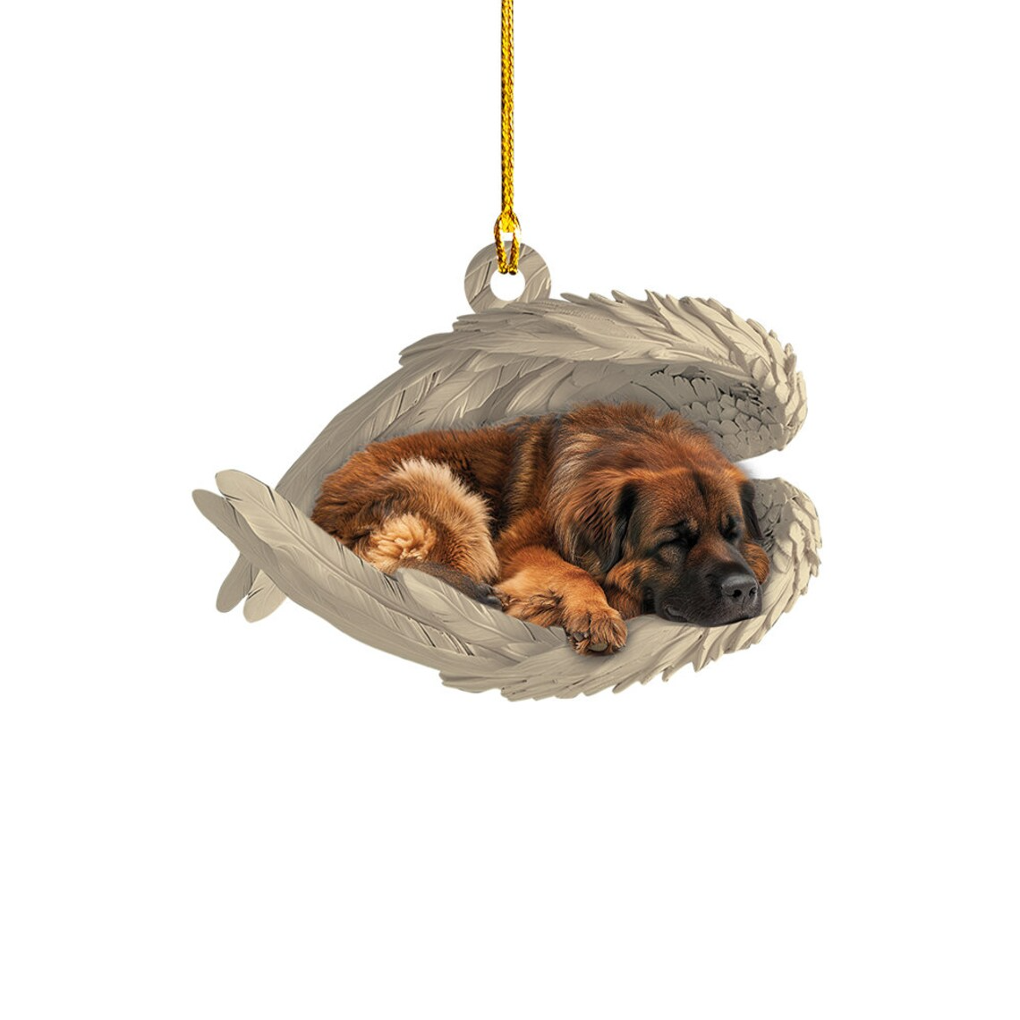 Leonberger Dog Sleeping Angel Wings Ornament, Leonberger Dog Hanging Christmas Ornament Gift