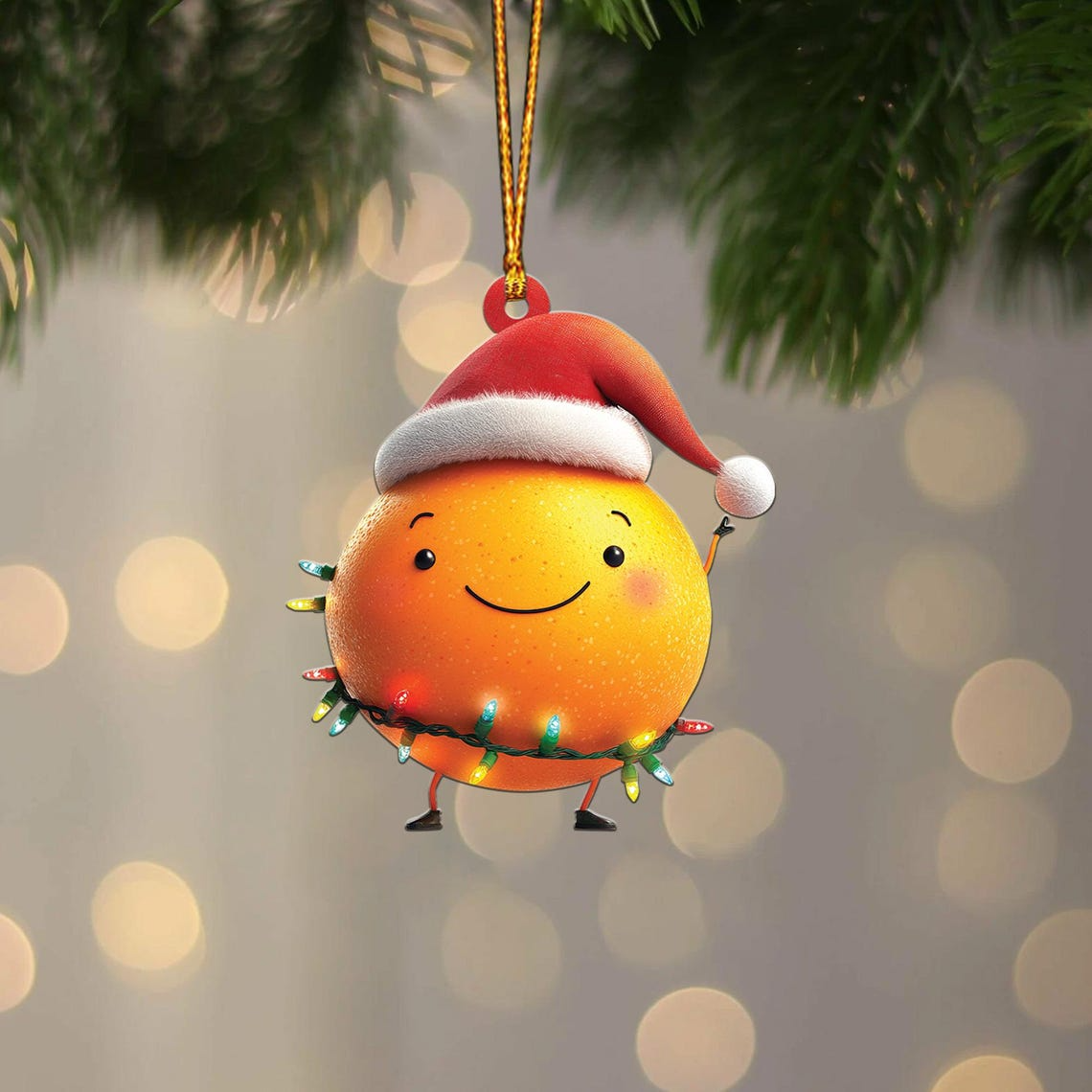 Lovely Orange Christmas Tree Ornament, Ornament Orange Cat Flat Hanging Christmas Decor