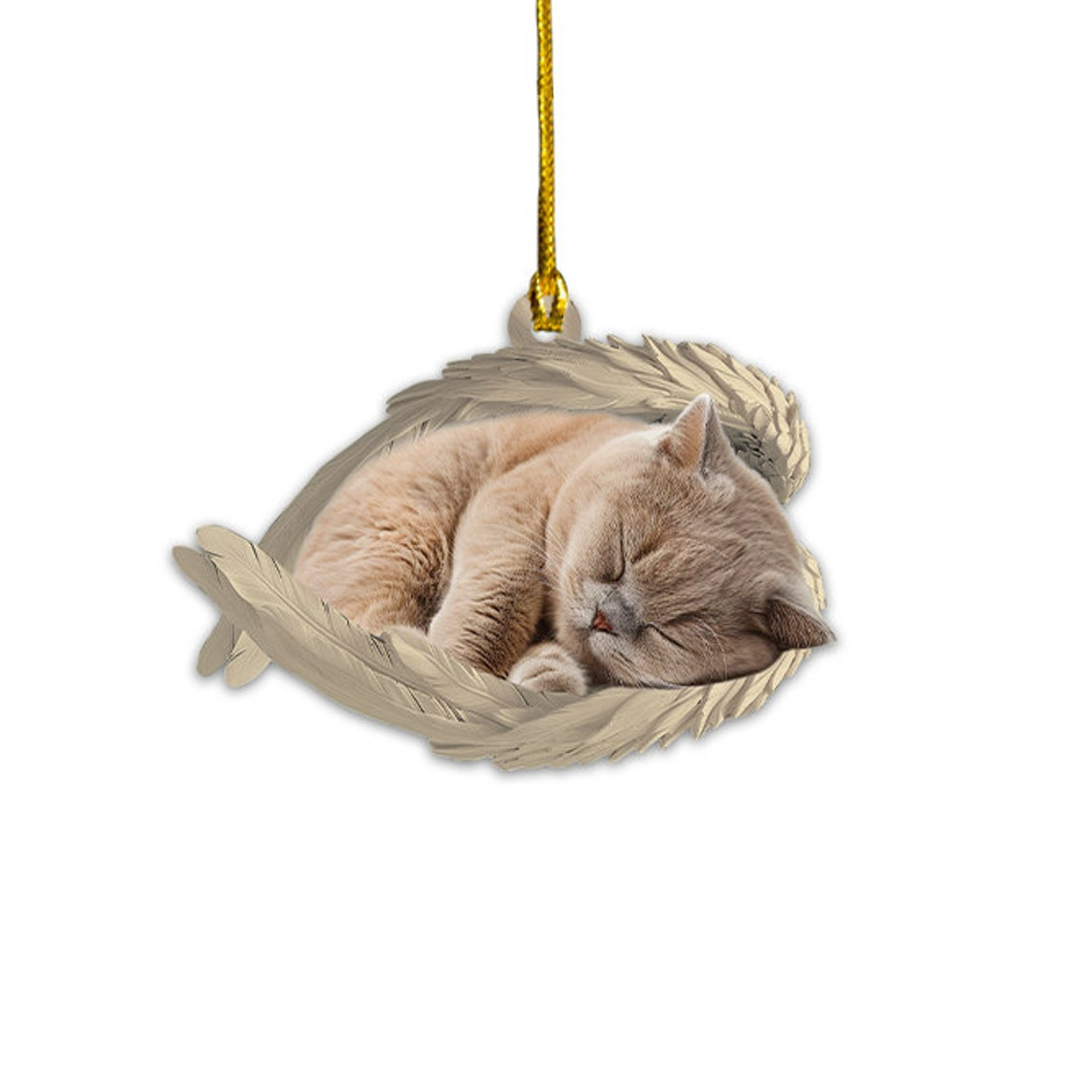 British Shorthair Cat Sleeping Angel Wings Ornament Gift, British Shorthair Cat Christmas Ornament