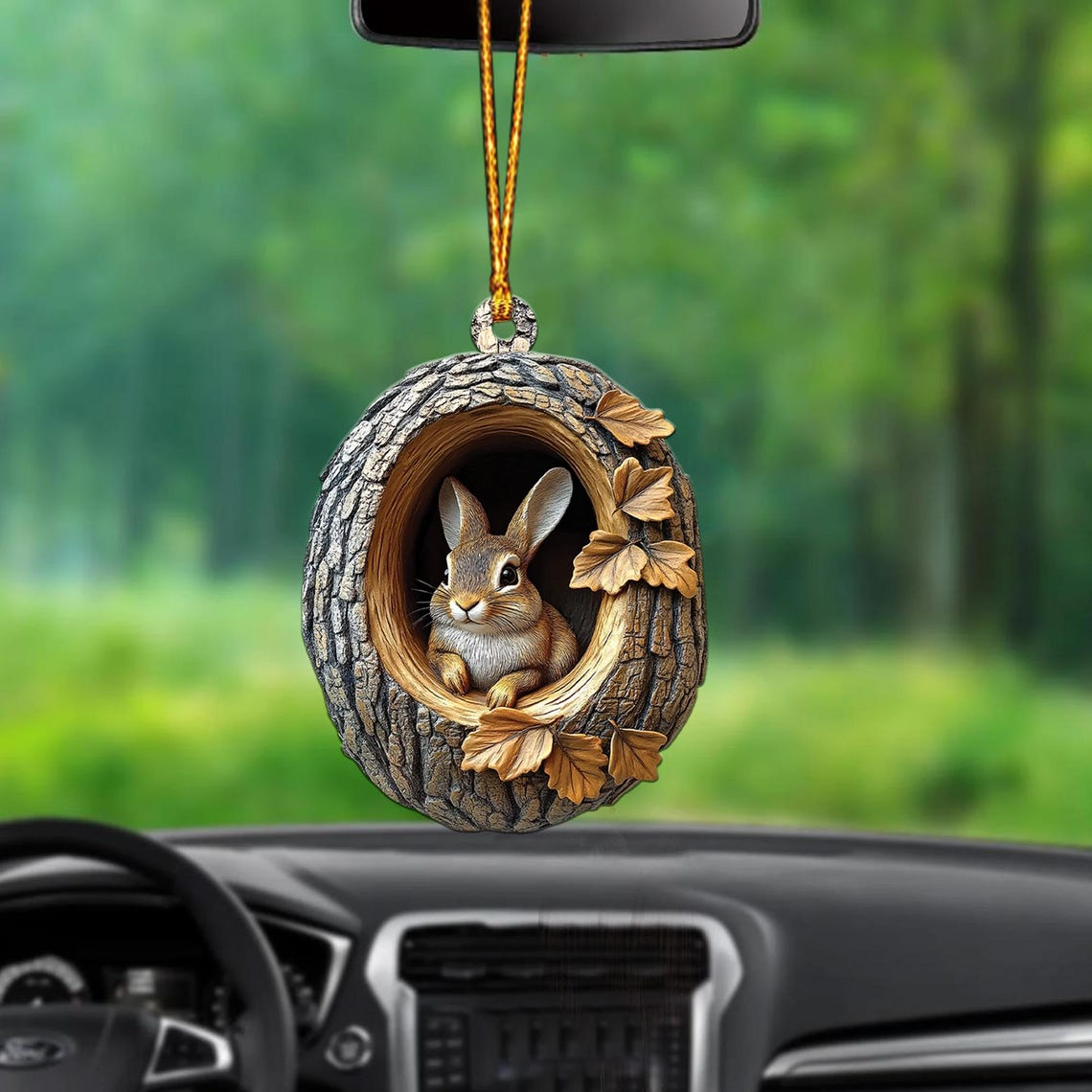 Lovely Rabbit Christmas Ornament Holiday, Rabbit Rearview Mirror Car Christmas Ornament