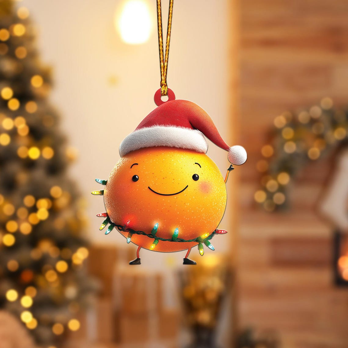 Lovely Orange Christmas Tree Ornament, Ornament Orange Cat Flat Hanging Christmas Decor