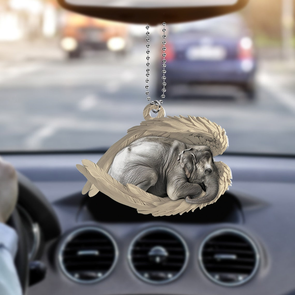 Elephant Sleeping Angel Christmas Ornament, Elephant Car Hanging Decor Ornament Gift