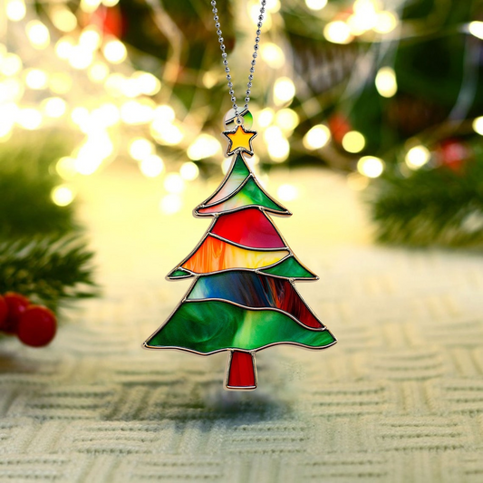 Christmas Tree Suncatcher Ornament, Christmas Keepsake Housewarming Decor Gift